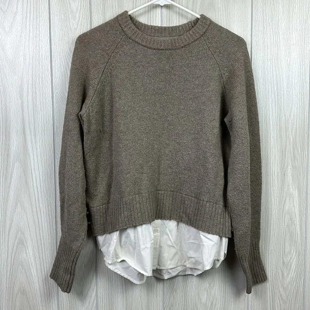Brochu Walker Womens Sweater Small Olympia Layered Pullover Crew Wool‎ Fox Italy